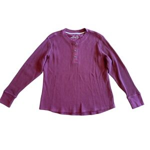 Ridgecut Toughwear Womens XL Plum Purple Thermal Waffle Knit Henley Top